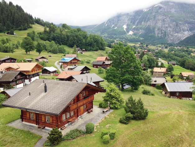 Vista panoramica del paesaggio paesaggio di Grindelwald, in Svizzera