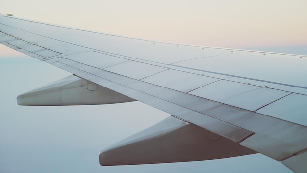 Vista panoramica dell'ala dell'aereo attraverso la finestra