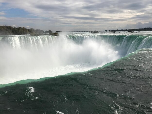Vista panoramica della cascata contro il cielo nuvoloso.
