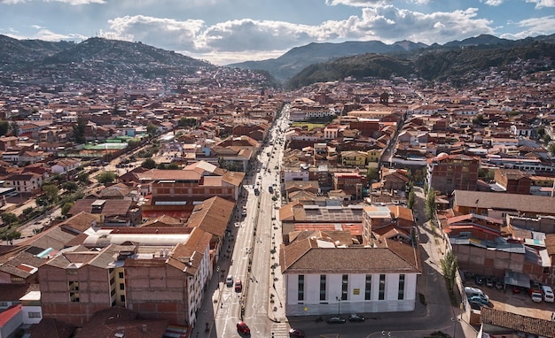 Vista panoramica della città di Cusco Perù Veduta dall'alto di Cusco