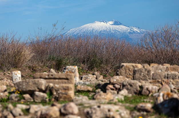 Vista panoramica delle rovine di Morgantina in Sicilia