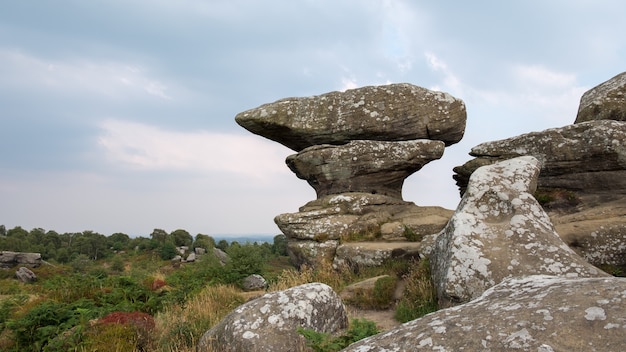 Vista panoramica di Brimham Rocks nel Parco nazionale degli Yorkshire Dales
