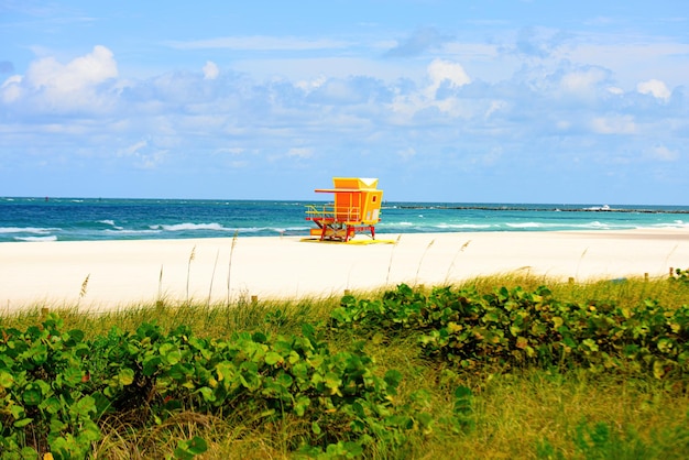 Vista panoramica di Miami South Beach Florida USA Giornata estiva soleggiata con cielo blu e Oceano Atlantico