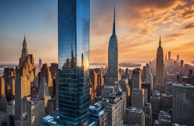 Vista panoramica di New York al tramonto