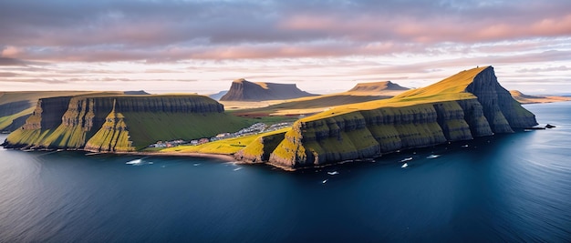 Vista panoramica sulla baia Isole Fær Øer Generative AI