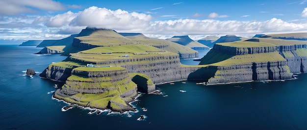 Vista panoramica sulla baia Isole Fær Øer Generative AI