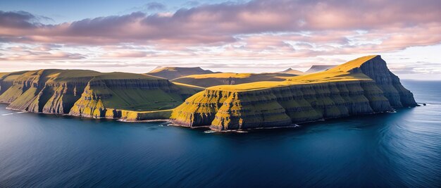 Vista panoramica sulla baia Isole Faroe AI generativa