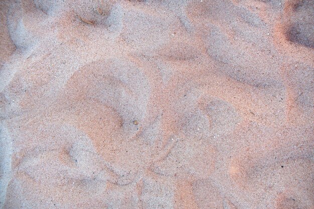 Vista piatta della superficie di sabbia gialla pulita che copre la spiaggia sul mare Struttura sabbiosa