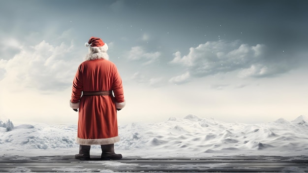 Vista posteriore Babbo Natale con spazio vuoto per la copia striscia di Natale AI generativa