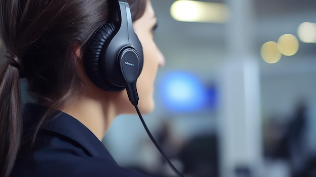 Vista posteriore della donna del call center