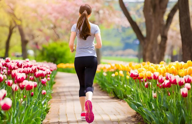 Vista posteriore delle gambe della donna con scarpe sportive che fanno jogging nella neve