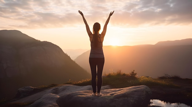 vista posteriore di giovani donne che allungano il braccio sentendo la libertà e la natura