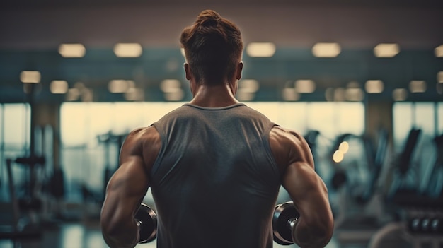 Vista posteriore palestra persone nel centro fitness IA generativa