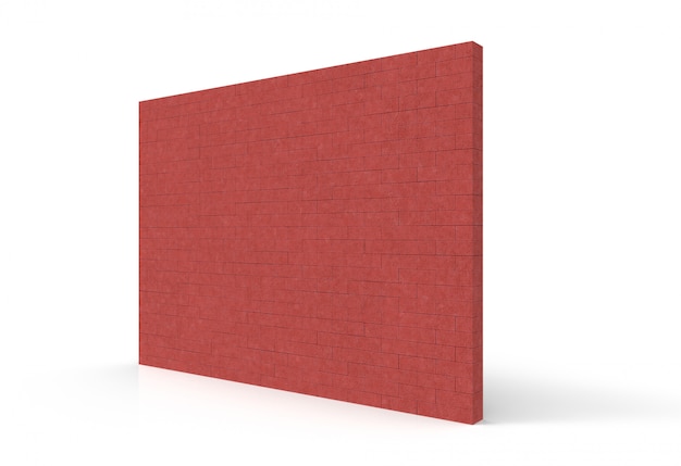 vista prospettica del muro di mattoni rossi con texture con tracciato di ritaglio