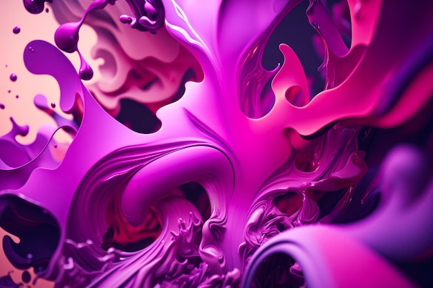 Vista ravvicinata di sfondo astratto viola e rosa con turbinii e curve IA generativa