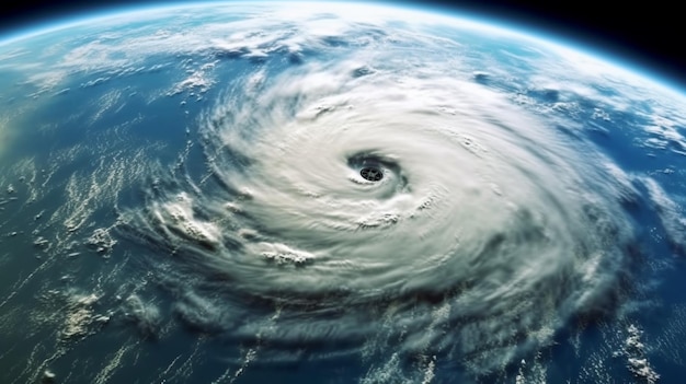 Vista satellitare che cattura un ciclone tropicale