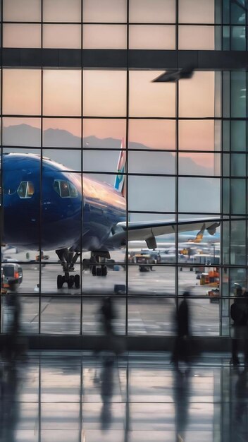 Vista sfocata dell'aeroporto moderno