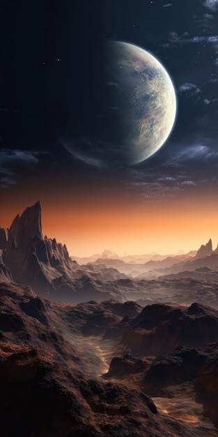 Vista spettacolare di un pianeta alieno nello spazio