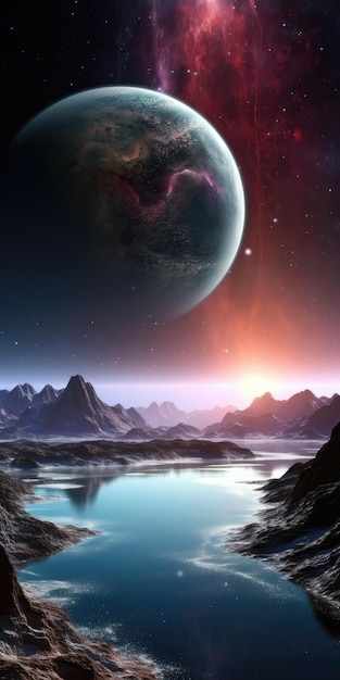 Vista spettacolare di un pianeta alieno nello spazio