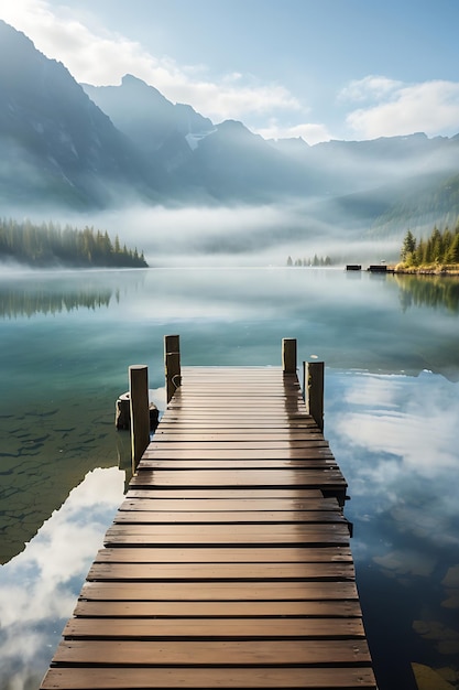 Vista su un lago calmo IA generativa