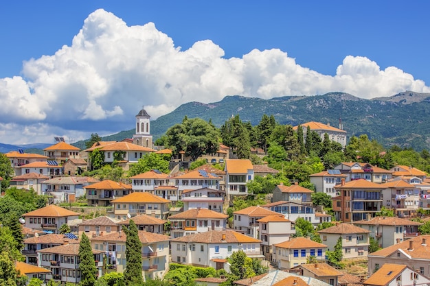 Vista sulla città vecchia di ohrid in nord macedonia balcani