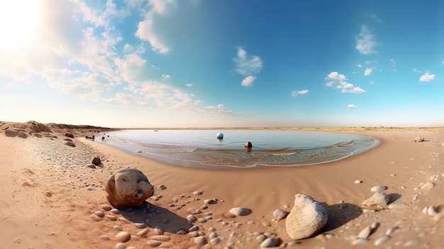 Vista sulla spiaggia al tramonto IA generativa