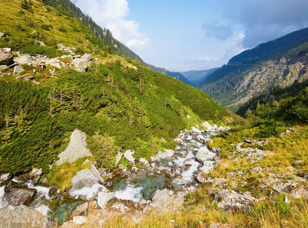 Vista sulle montagne estive dalla strada Transfagarasan