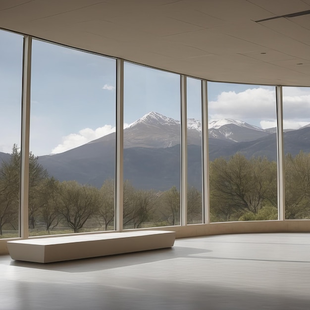 Vista sulle montagne nella finestra della casa di lusso