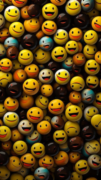 Vista superiore del gruppo di emoticon sorridente