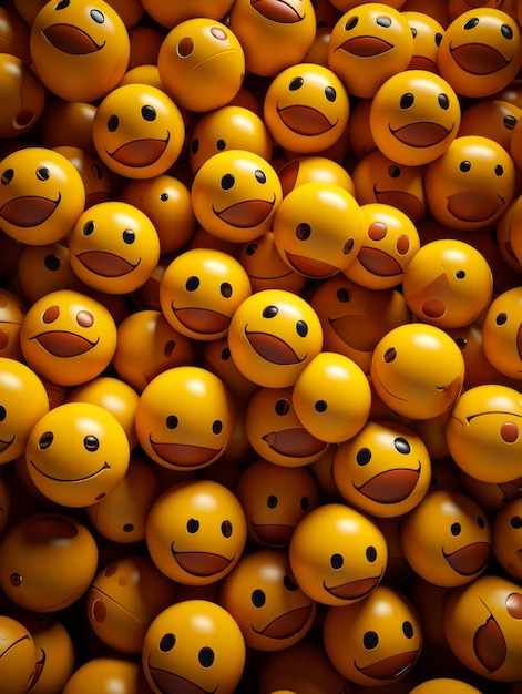 Vista superiore del gruppo di emoticon sorridente