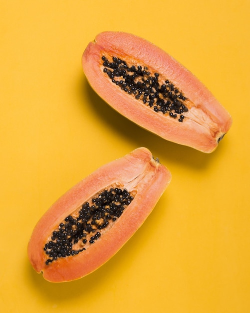 vista superiore deliziose papayas pronte a essere servite di alta qualità e risoluzione bellissimo concetto fotografico