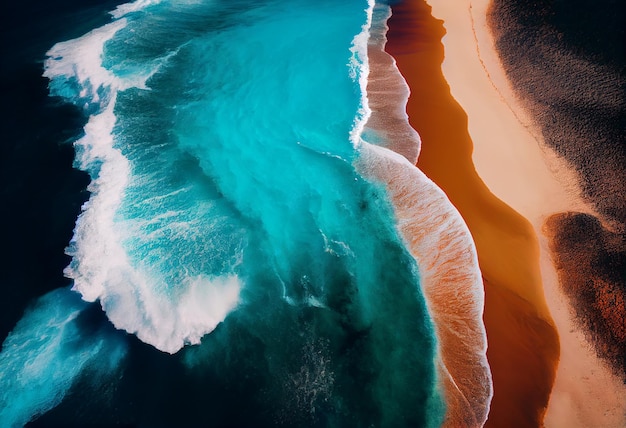 Vista superiore della spiaggia di estate dell'illustrazione blu morbida dell'onda dell'oceano