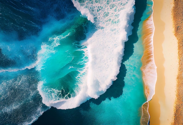Vista superiore della spiaggia di estate dell'illustrazione blu morbida dell'onda dell'oceano