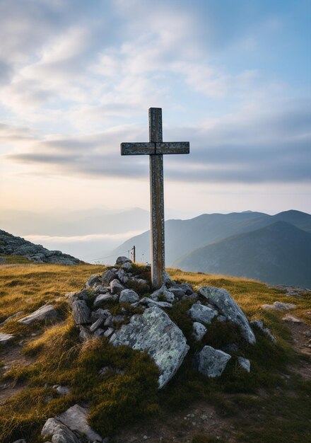 vista trasversale religiosa con cielo e nuvole