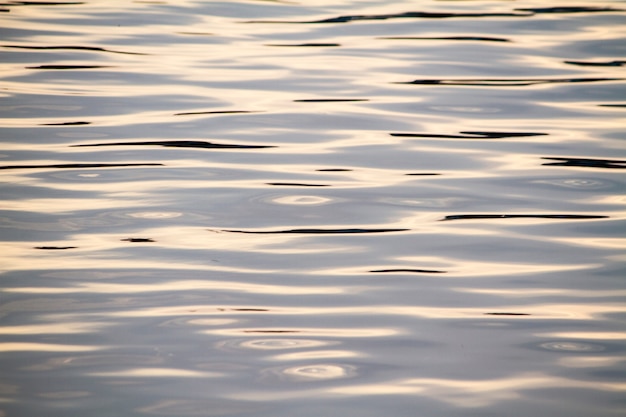 Vista vicina di una priorità bassa ondulata dorata calma dell&#39;acqua.