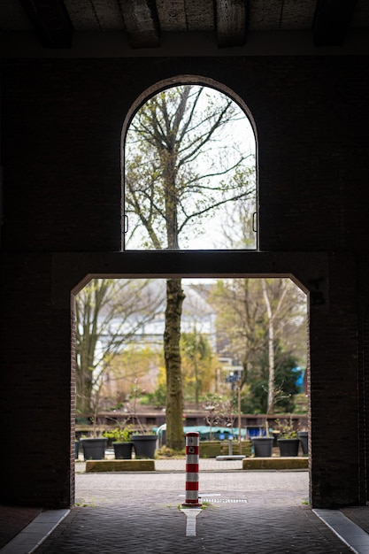 Viste dei paesaggi e degli edifici Antichi edifici decorazioni architettoniche muri e archi in pietra finestre e porte Per le strade di Amsterdam luoghi pubblici