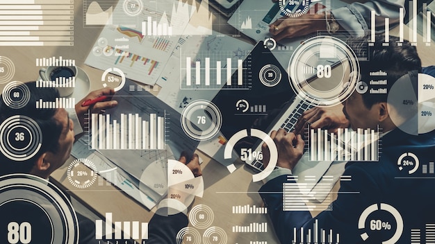 Visual creativa della tecnologia di analisi dei dati aziendali