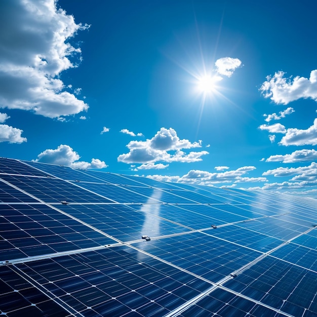 visualizza Energia rinnovabile blu generazione solare energia fotovoltaica pulita elettricità industriale per S