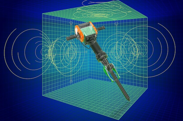 Visualizzazione 3D del modello CAD 3D del trapano pneumatico martello pneumatico rendering 3D