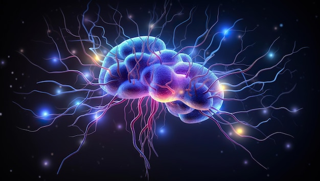 Visualizzazione a colori dei neuroni nel cervello Il concetto di neurobiologia e scienza