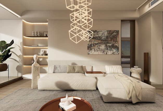 Visualizzazione architettonica del soggiorno moderno