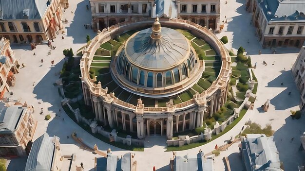 Visualizzazione dall'alto di elementi architettonici su sfondo bianco