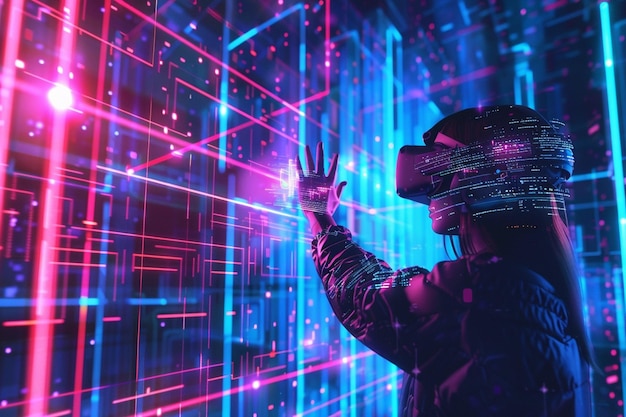 Visualizzazione dei dati futuristici in una realtà virtuale generativa ai