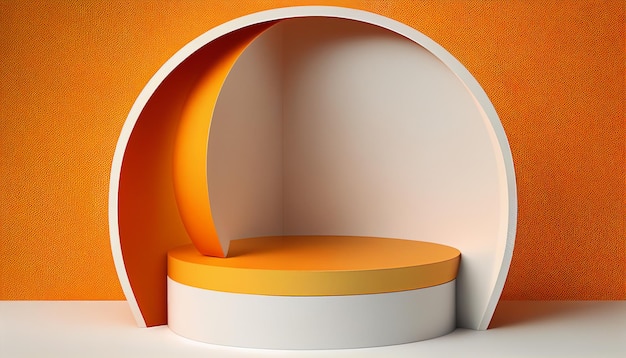 visualizzazione del prodotto 3d podio sfondo arancione per la presentazione del prodotto