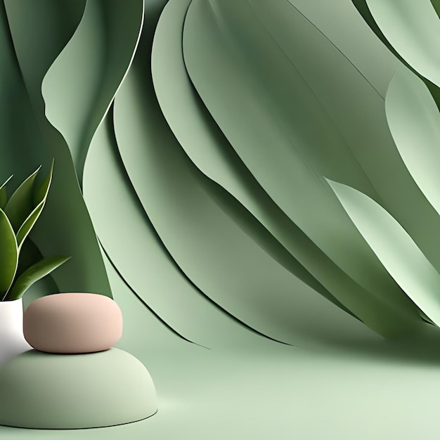 Visualizzazione dello sfondo 3D naturale albero foglia ombra sfondo verde pastello Natura prodotto promozione beau