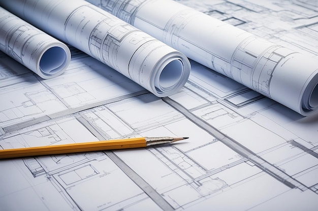 Visualizzazione dettagliata dei disegni di costruzione architettonica e strutturale con strumenti di progettazione Formato paesaggio