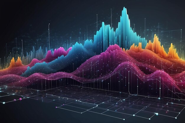 Visualizzazione di big data 3D astratta vettoriale Design estetico infografico futuristico