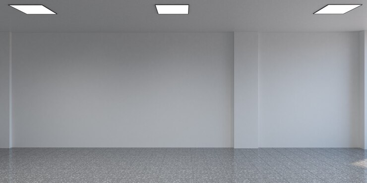 visualizzazione di una grande illustrazione 3D interna vuota cg render