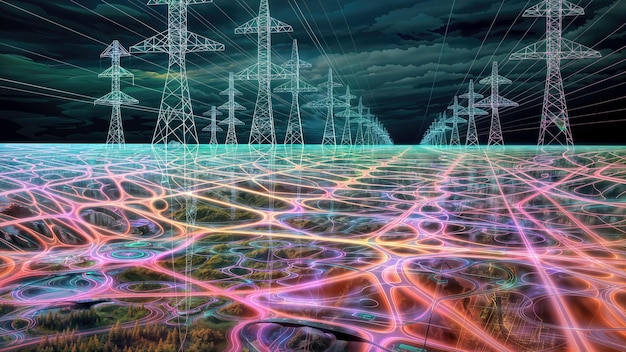 Visualizzazione digitale delle onde elettriche e delle linee elettriche