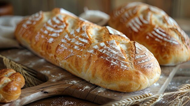 vita morta con pane fresco e panini